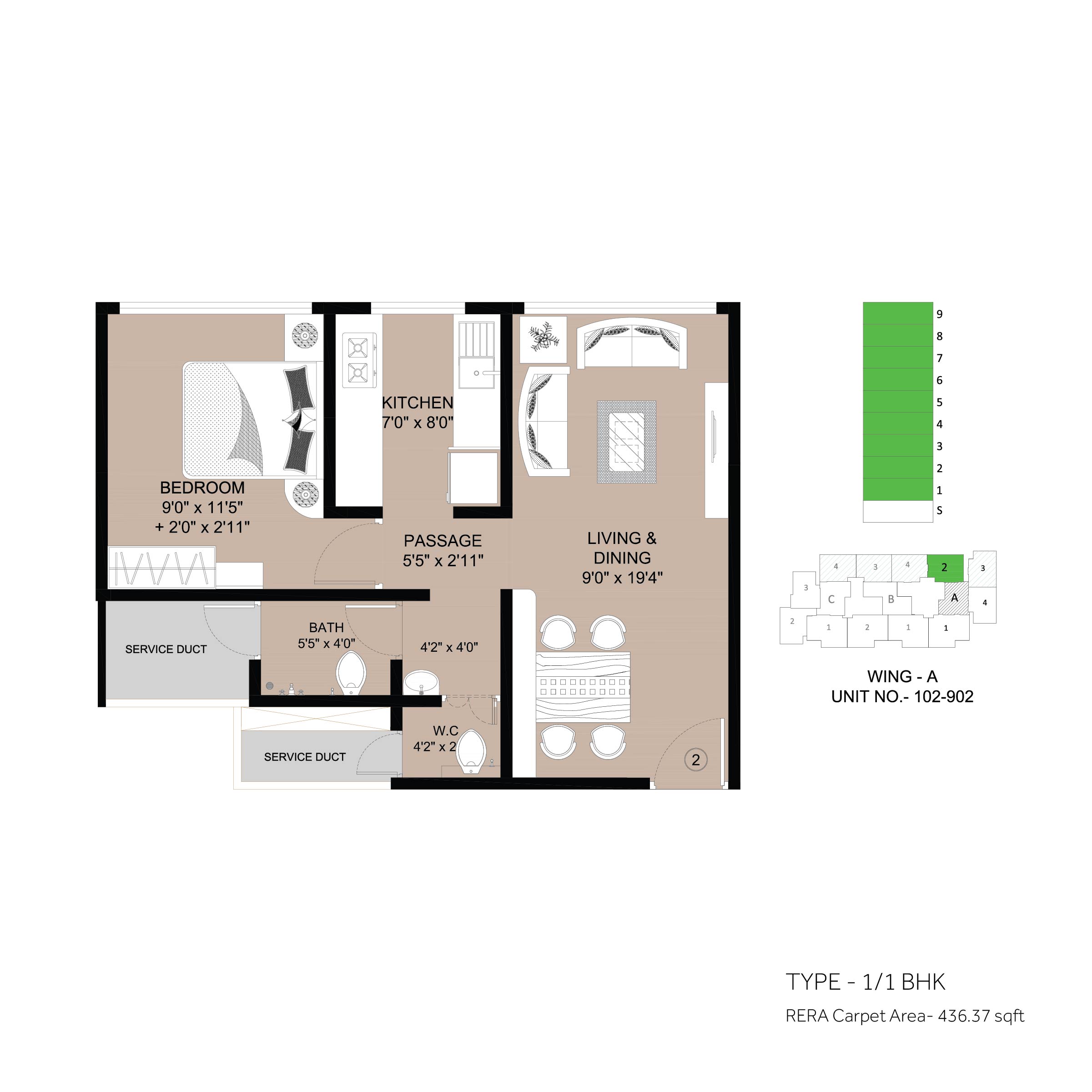 floor plan 1 BHK