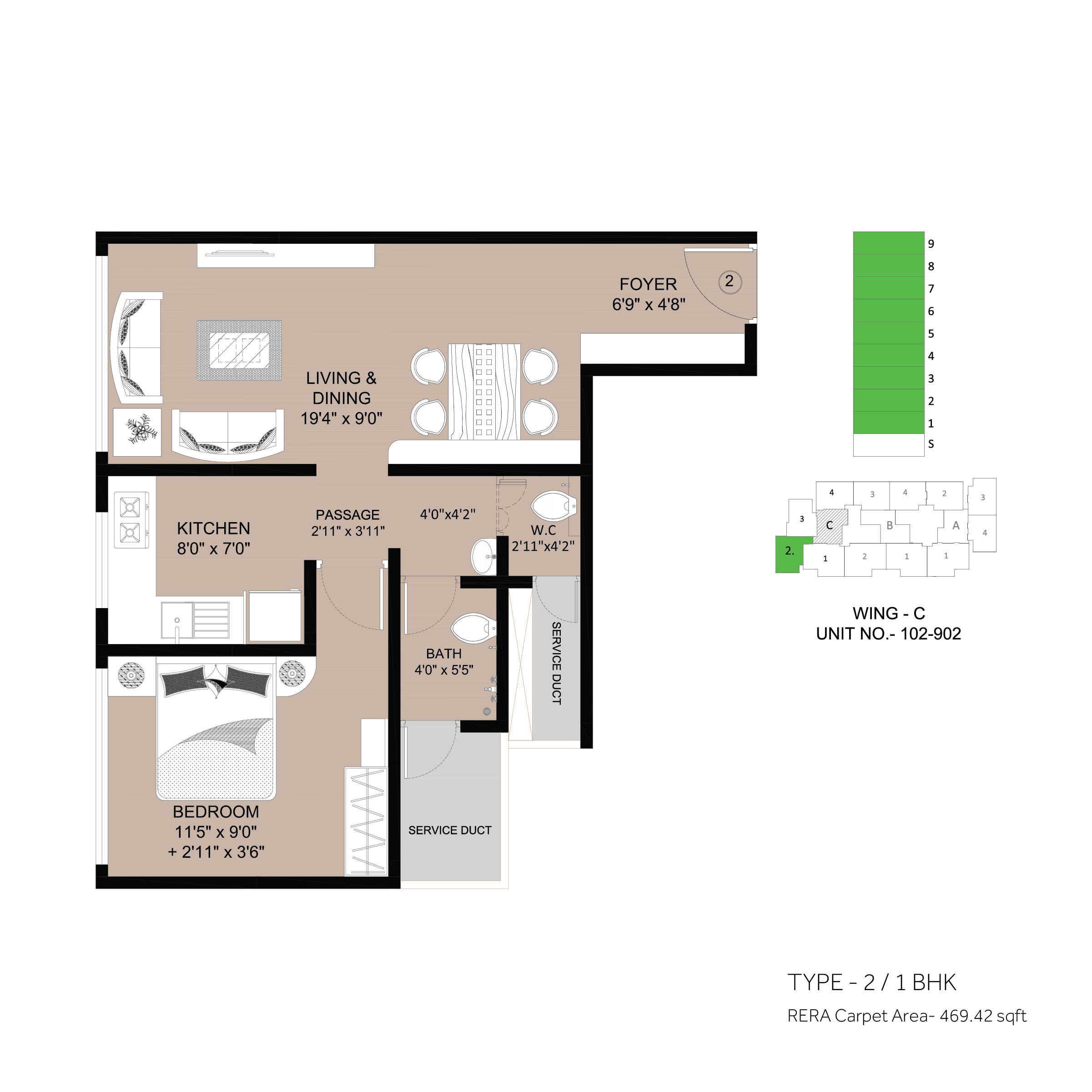 floor plan 1 BHK